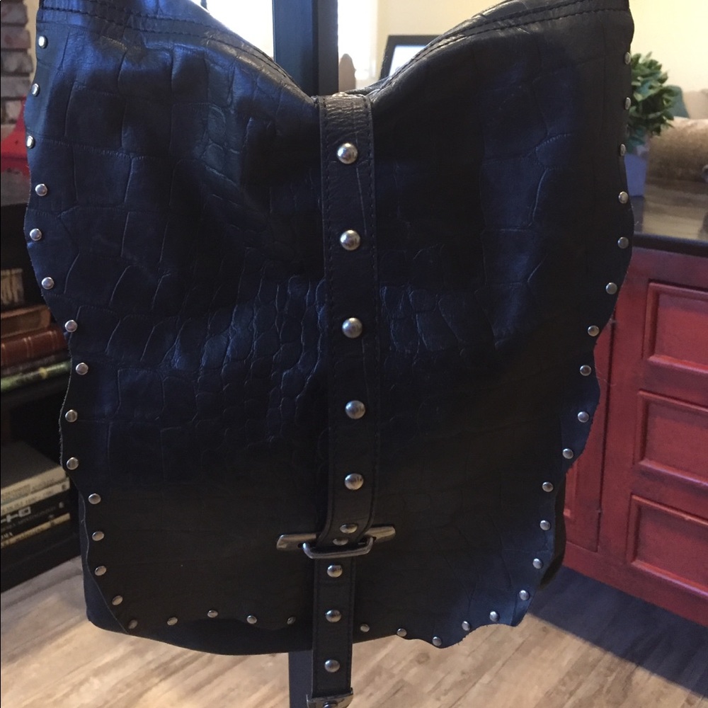Black leather bag